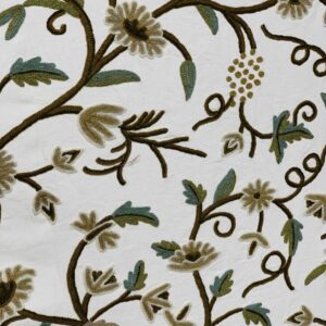 FLOWERS AND GRAPES ON A VINE - CREWEL FABRIC