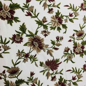 MAROON AND BEIGE FLORAL PATTERN ON COTTON