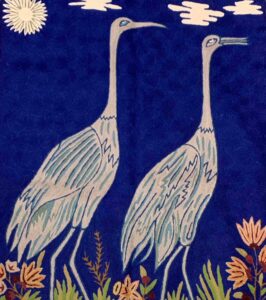 CRANES IN A MEADOW WALL HANGING / TAPESTRY / RUG