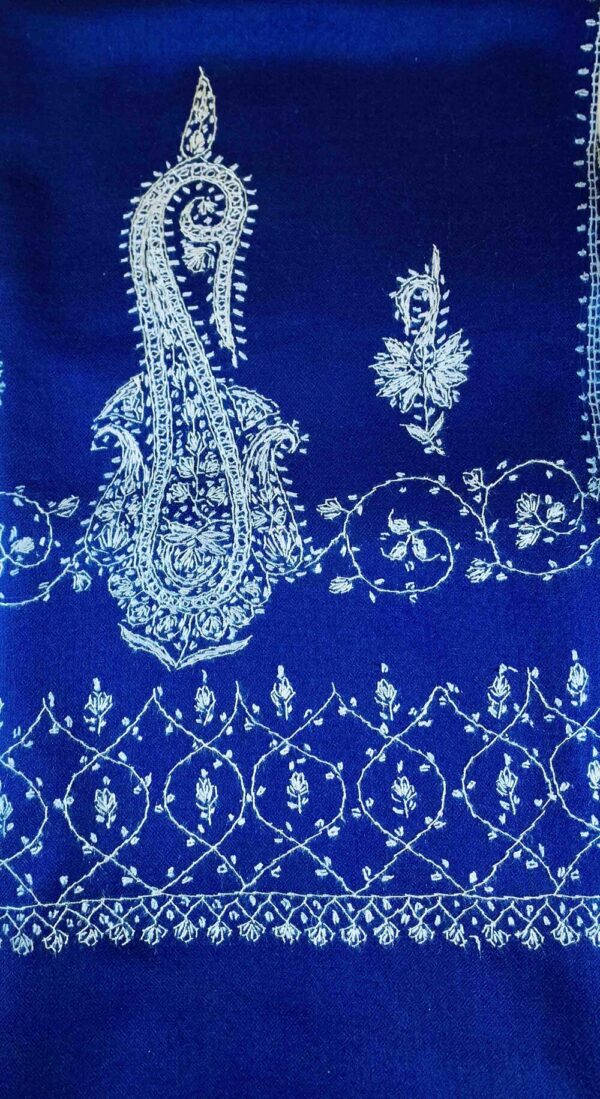 NAVY BLUE SCARF WITH SOZNI BORDER - Image 3
