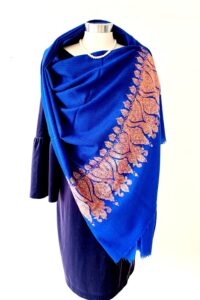 ROYAL BLUE SCARF WITH SOZNI EMBROIDERY