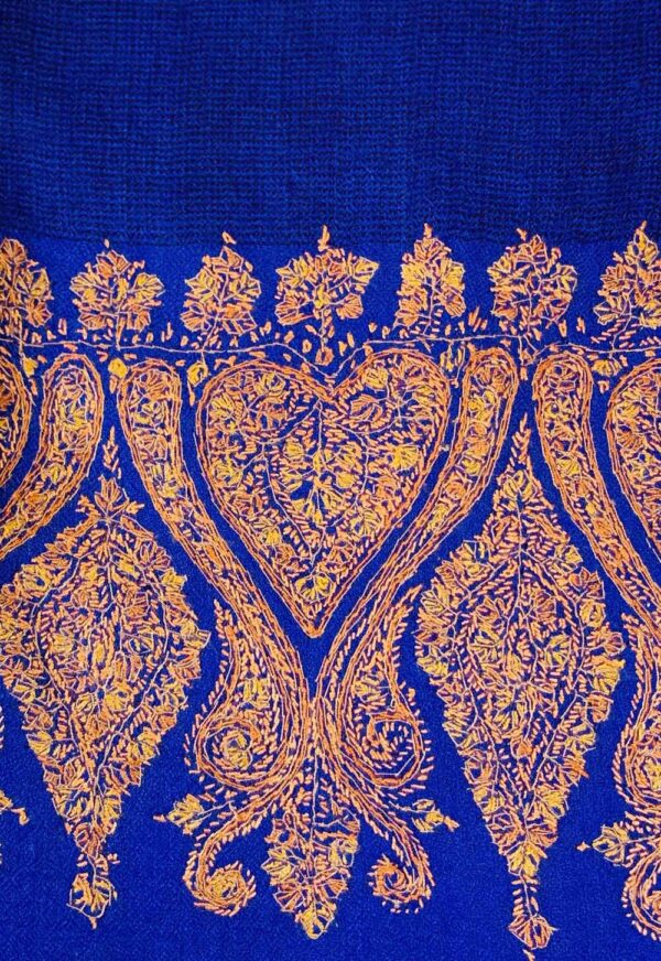 ROYAL BLUE SCARF WITH SOZNI EMBROIDERY - Image 3