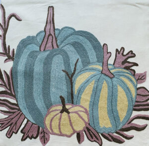 PUMPKINS ON LAVENDER LEAVES