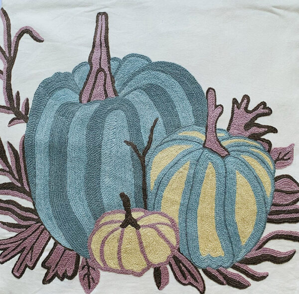 PUMPKINS ON LAVENDER LEAVES