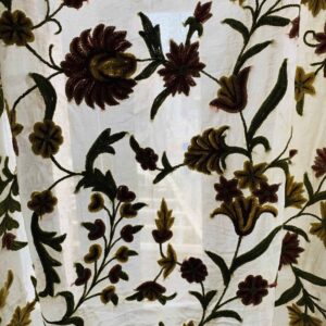 MAROON AND YELLOW FLOWERS ON WHITE LINEN